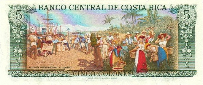 Costa Rica - CostaRicaP236e-5Colones-1991-donatedrrg_b.jpg