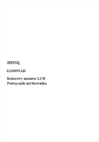 ZZZ Okładki - Benq - LCD Monitor G2000WD - User Manual.jpg